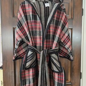 Wool Cardigan, Plaid Hooded, Italy